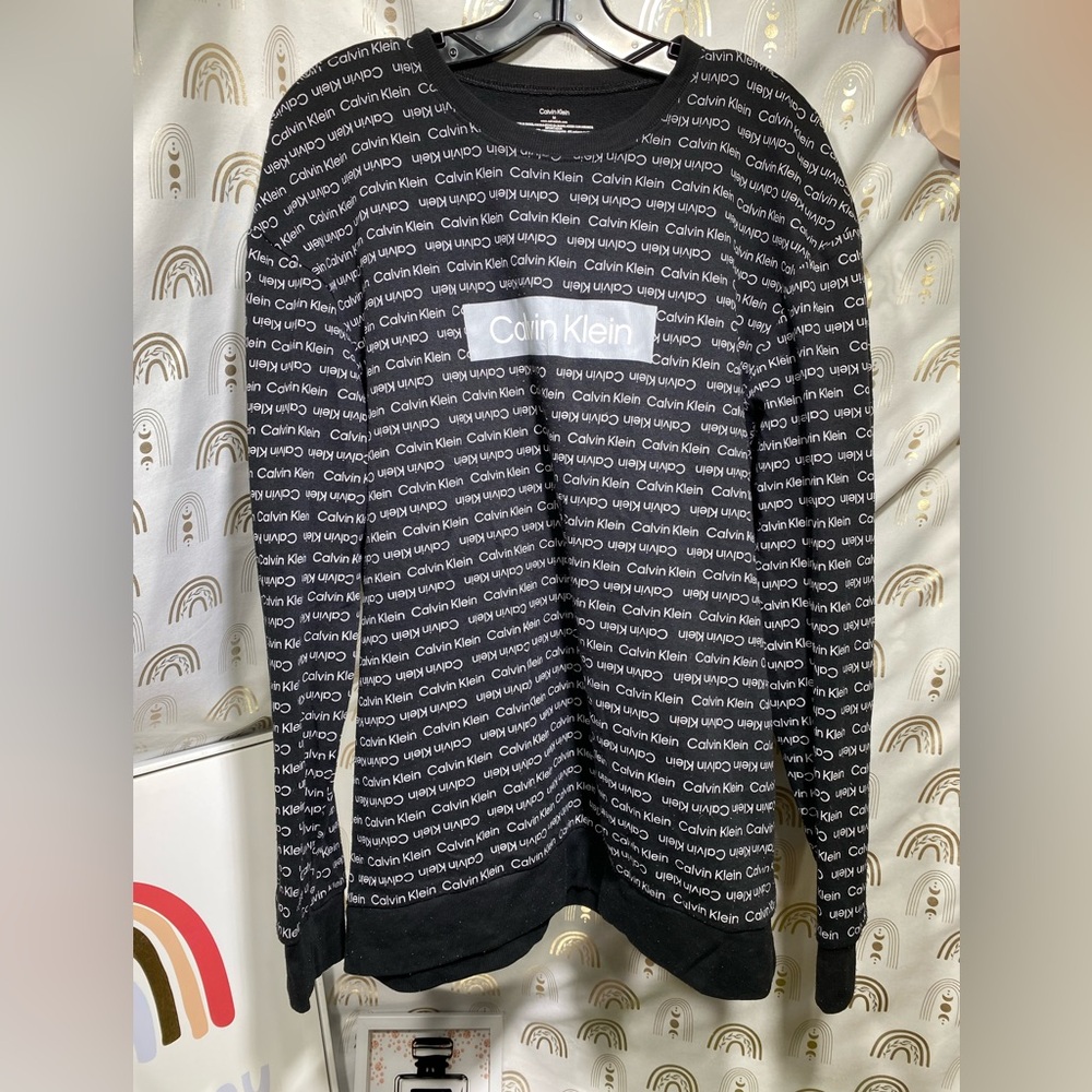 Calvin Klein Black and White Logo Crewneck Sweater